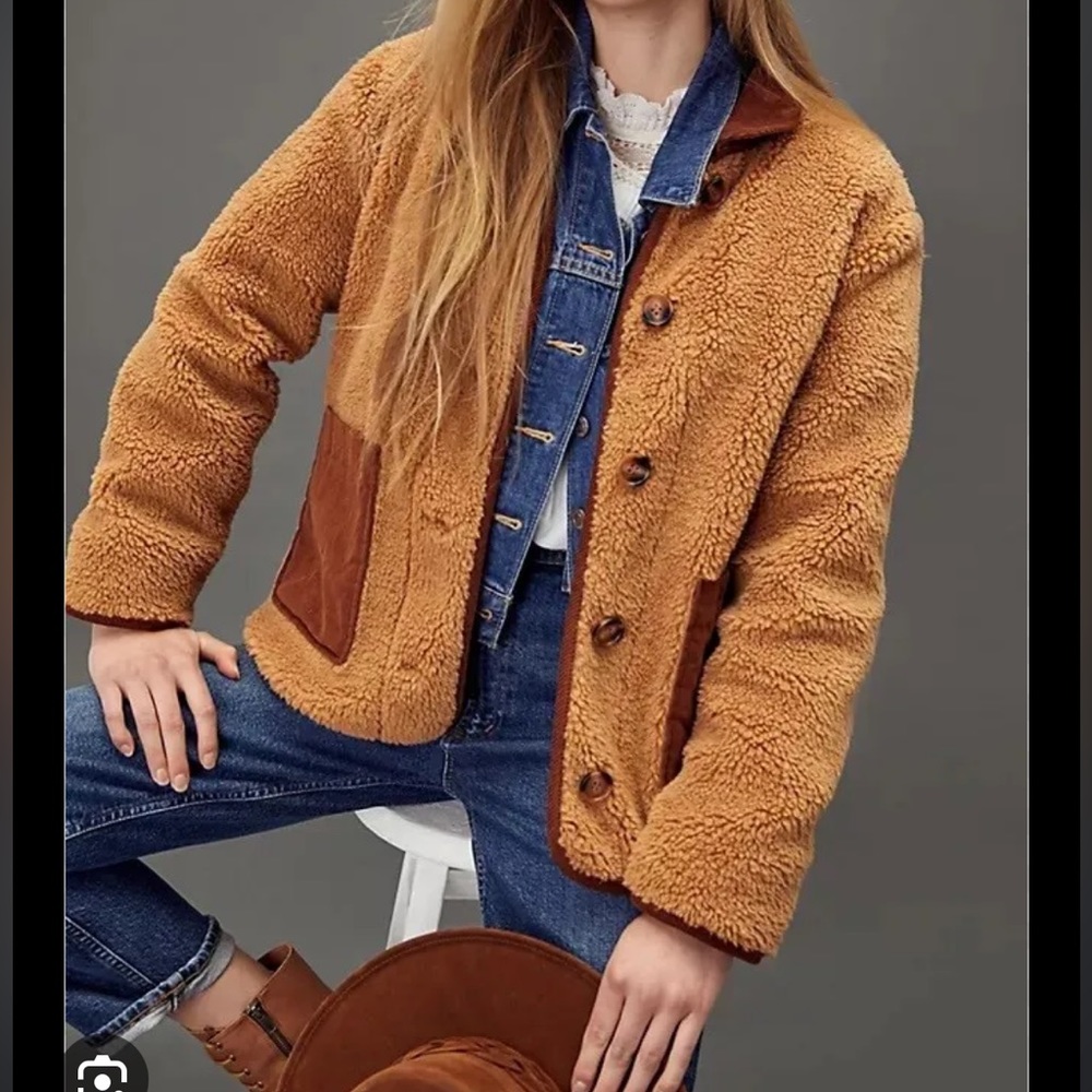 Anthropologie Avec Les Filles Virginia Faux Fur & Sherpa Barn Jacket L